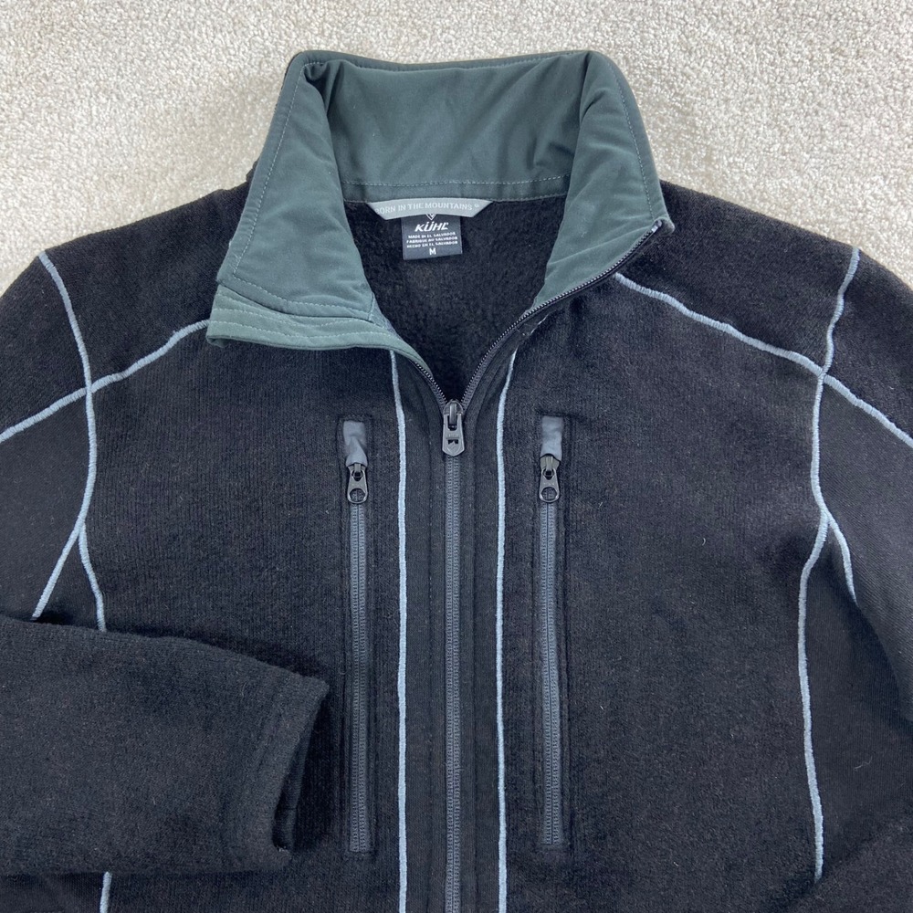 KUHL Interceptr Fleece Jacket Mens Medium Black Full Zip Thumbholes F16